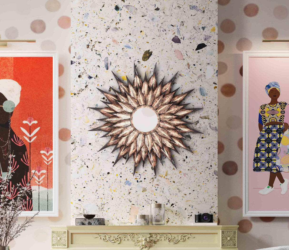 Sunflower Antique Wall Mirror by TOV Furniture at Eve Furniture