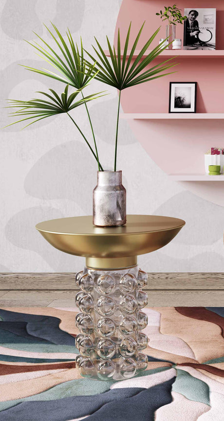 Bubble Glass and Brass Side Table by TOV Furniture at Eve Furniture
