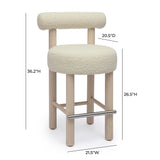 Carmel Cream Boucle and Solid Wood Counter Stool by TOV Furniture at Eve Furniture