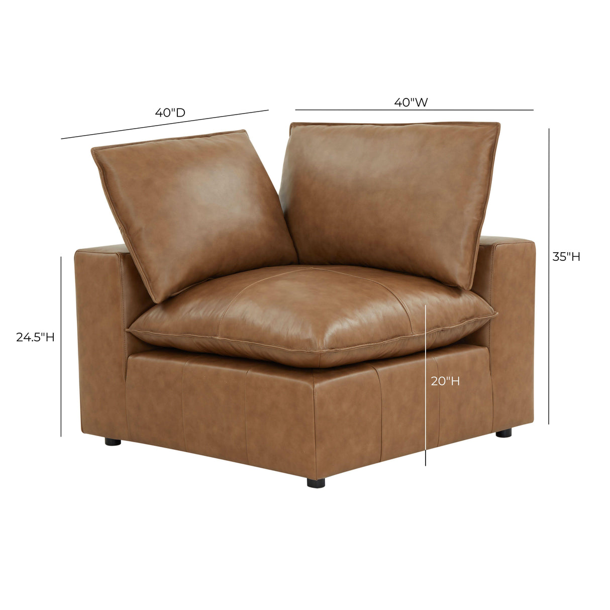 Cali Brown Leather Modular Corner Chair by TOV Furniture at Eve Furniture