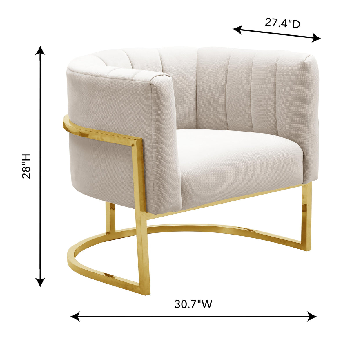 Magnolia Spotted Cream Chair with Gold Base by TOV Furniture at Eve Furniture