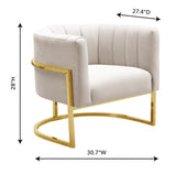 Magnolia Spotted Cream Chair with Gold Base by TOV Furniture at Eve Furniture