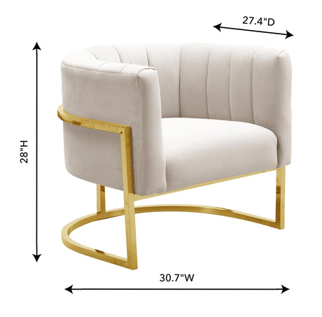 Magnolia Spotted Cream Chair with Gold Base by TOV Furniture at Eve Furniture