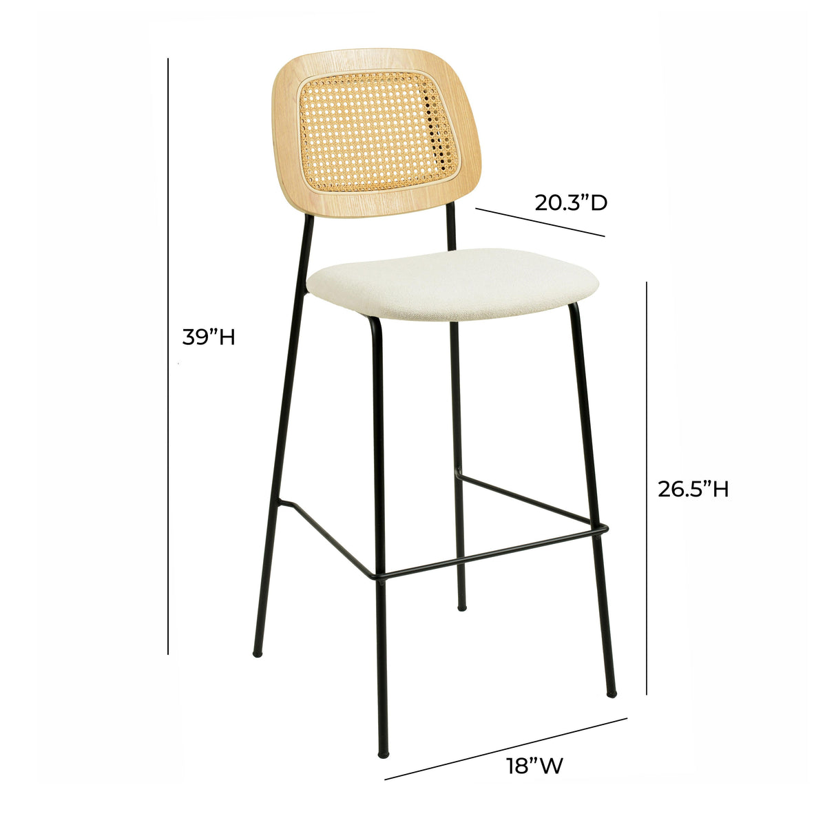 Anais Natural Rattan Counter Stool - Set of 2 by TOV Furniture at Eve Furniture
