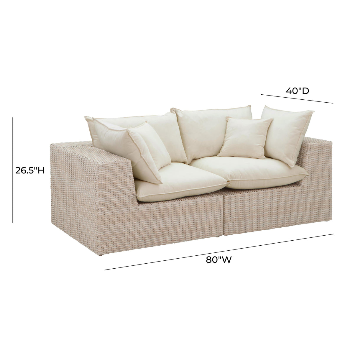 Cali Natural Wicker Outdoor Modular Loveseat by TOV Furniture at Eve Furniture