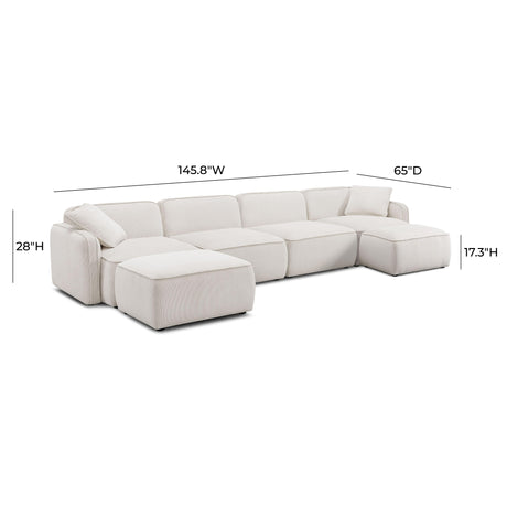 Travie Performance Corduroy Velvet 6-Piece Modular U-Sectional by TOV Furniture at Eve Furniture