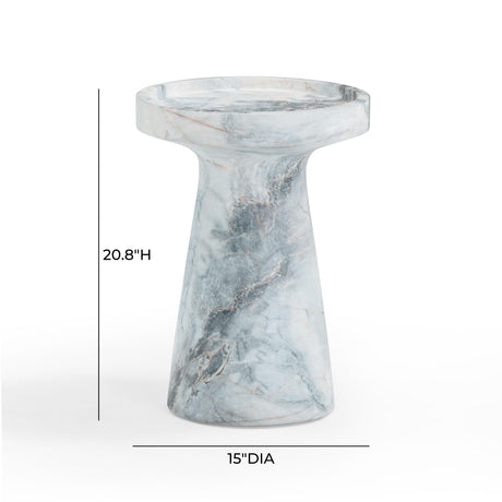 Zara Aegean Marble Indoor / Outdoor Side Table by TOV Furniture at Eve Furniture