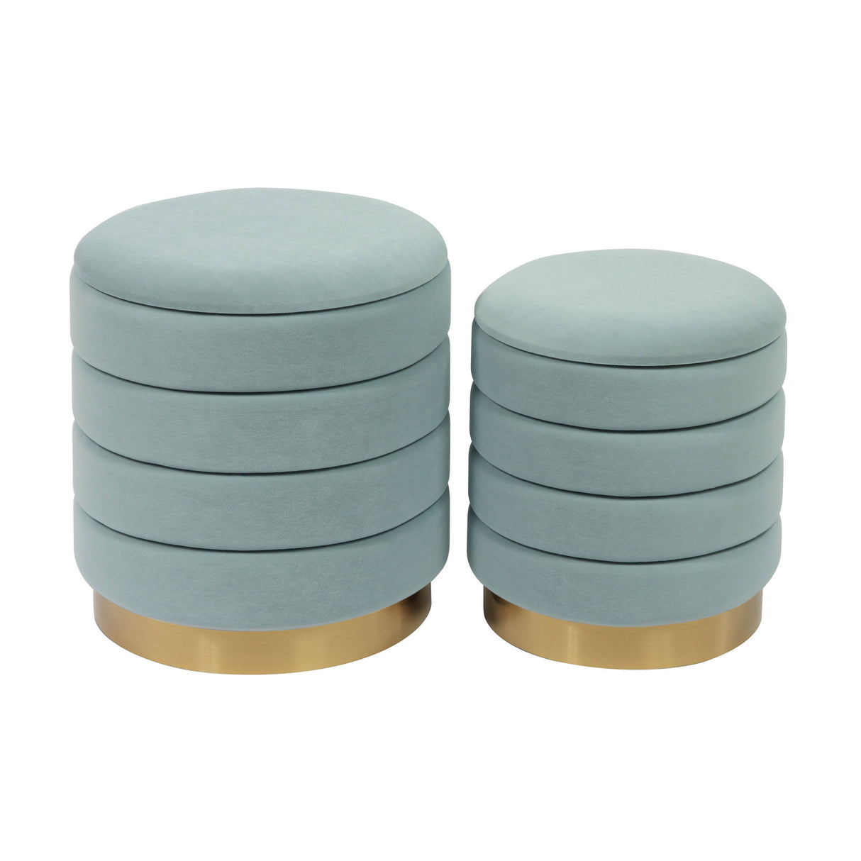Saturn Velvet Storage Ottomans - Set of 2 by TOV Furniture at Eve Furniture