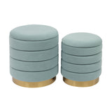 Saturn Velvet Storage Ottomans - Set of 2 by TOV Furniture at Eve Furniture