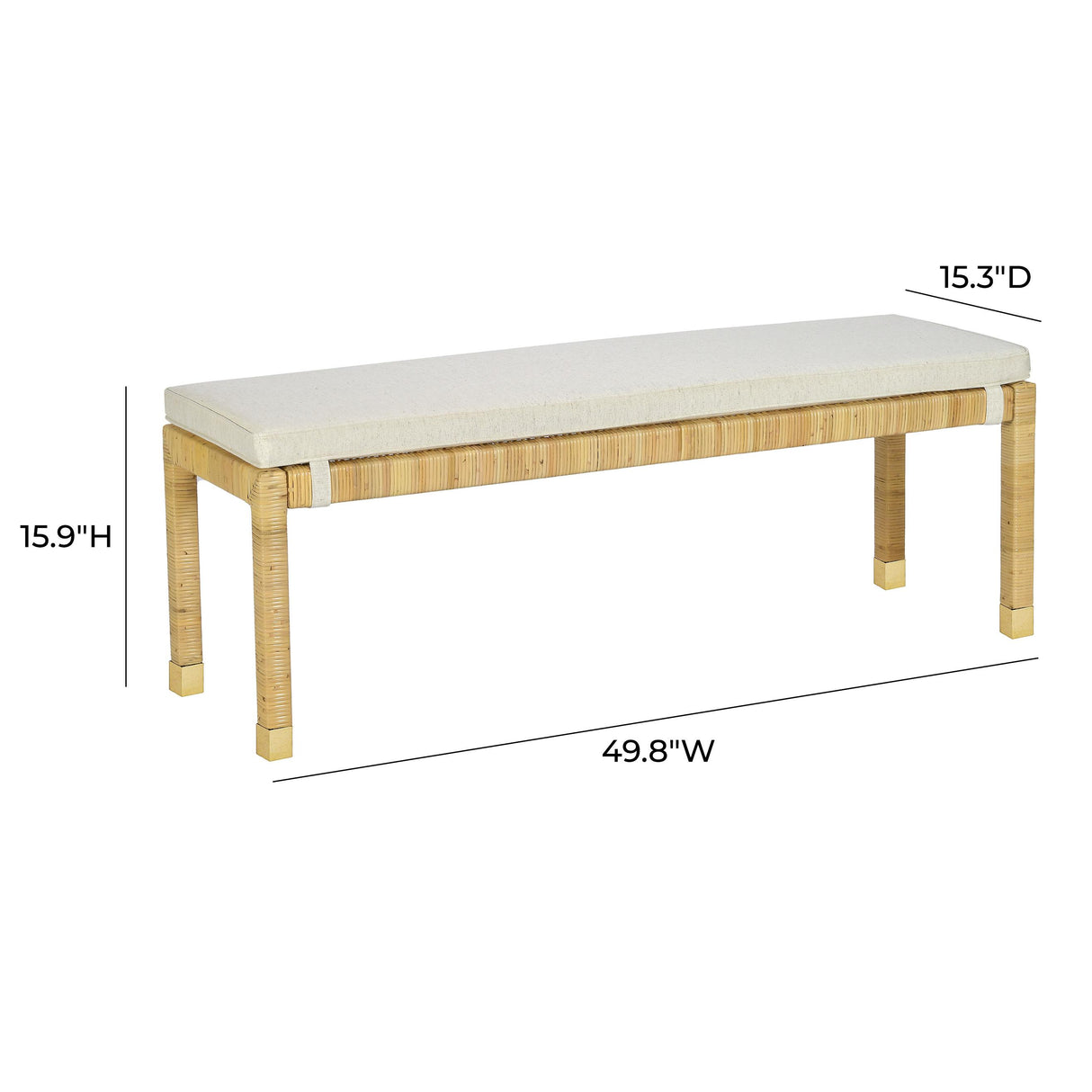Amara Cream Linen Bench by TOV Furniture at Eve Furniture