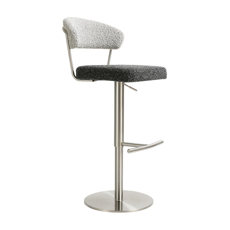 Cosmo Black and Grey Boucle Adjustable Stool by TOV Furniture at Eve Furniture