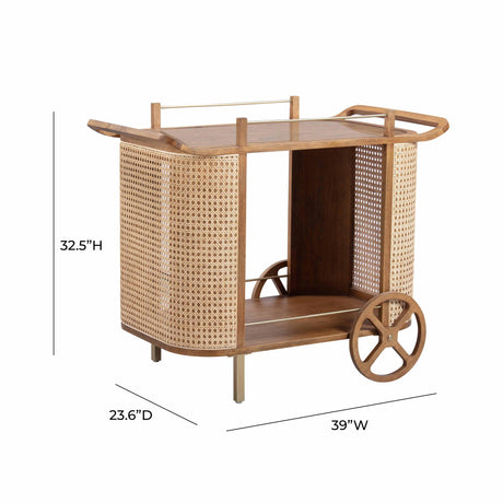 Yuma Natural Rattan Bar Cart by TOV Furniture at Eve Furniture