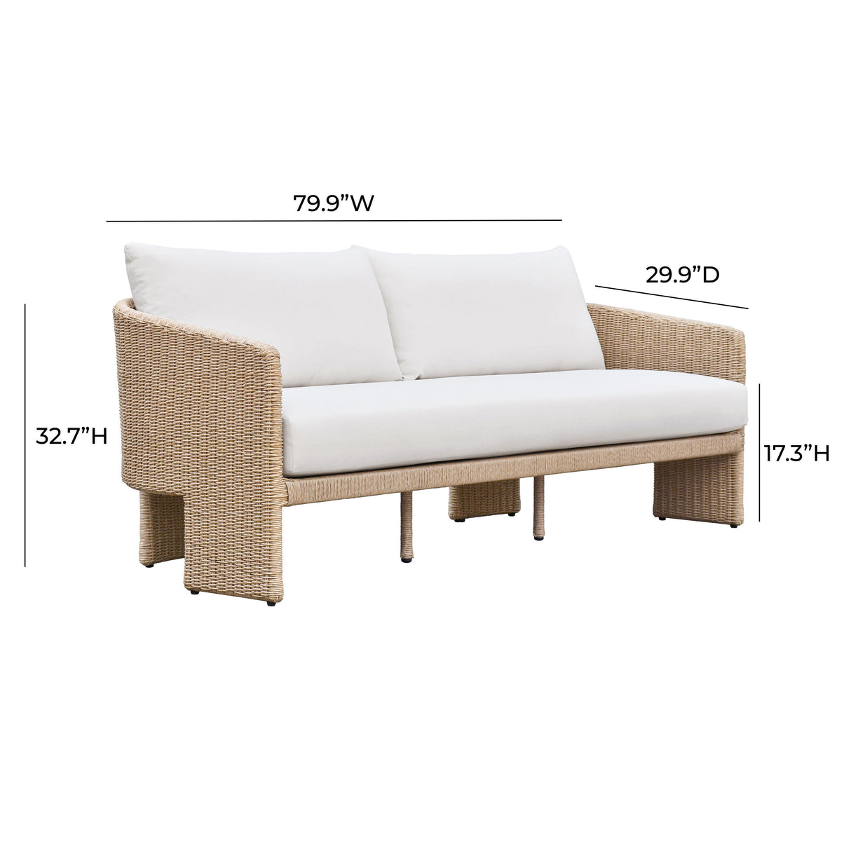 Alexa Rattan Performance Fabric Outdoor Sofa by TOV Furniture at Eve Furniture