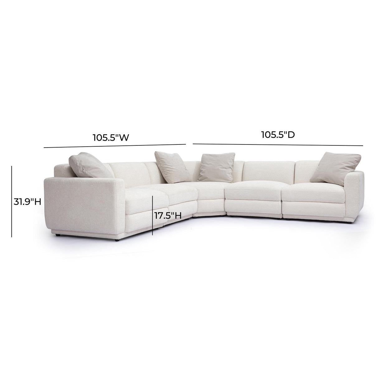 Perry Cream Chenille Modular L-Sectional by TOV Furniture at Eve Furniture