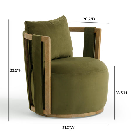 Paolo Green Upcycled Distressed Velvet Swivel Chair by TOV Furniture at Eve Furniture