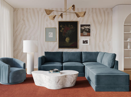 Willow Velvet Modular Right Arm Facing (RAF) Sectional by TOV Furniture at Eve Furniture