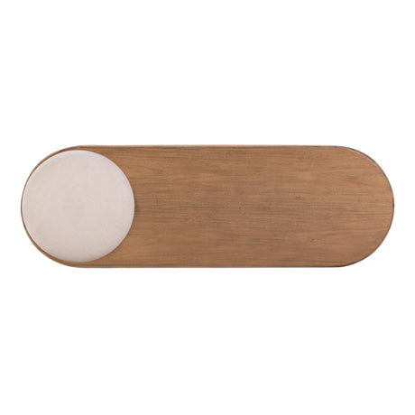 Samantha Cognac Acacia Bench with Boucle Seat by TOV Furniture at Eve Furniture