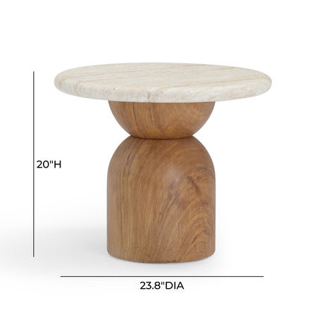 Cynthia Travertine Concrete Indoor / Outdoor Side Table by TOV Furniture at Eve Furniture