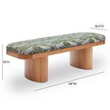 Ollie Olive Green Leopard Jacquard Bench by TOV Furniture at Eve Furniture