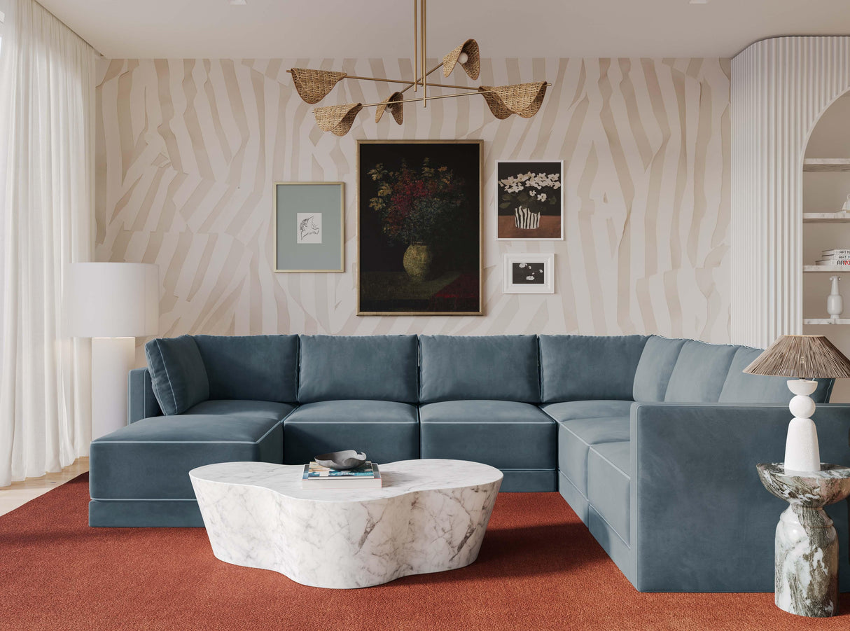 Willow Velvet Modular Large Chaise Sectional by TOV Furniture at Eve Furniture