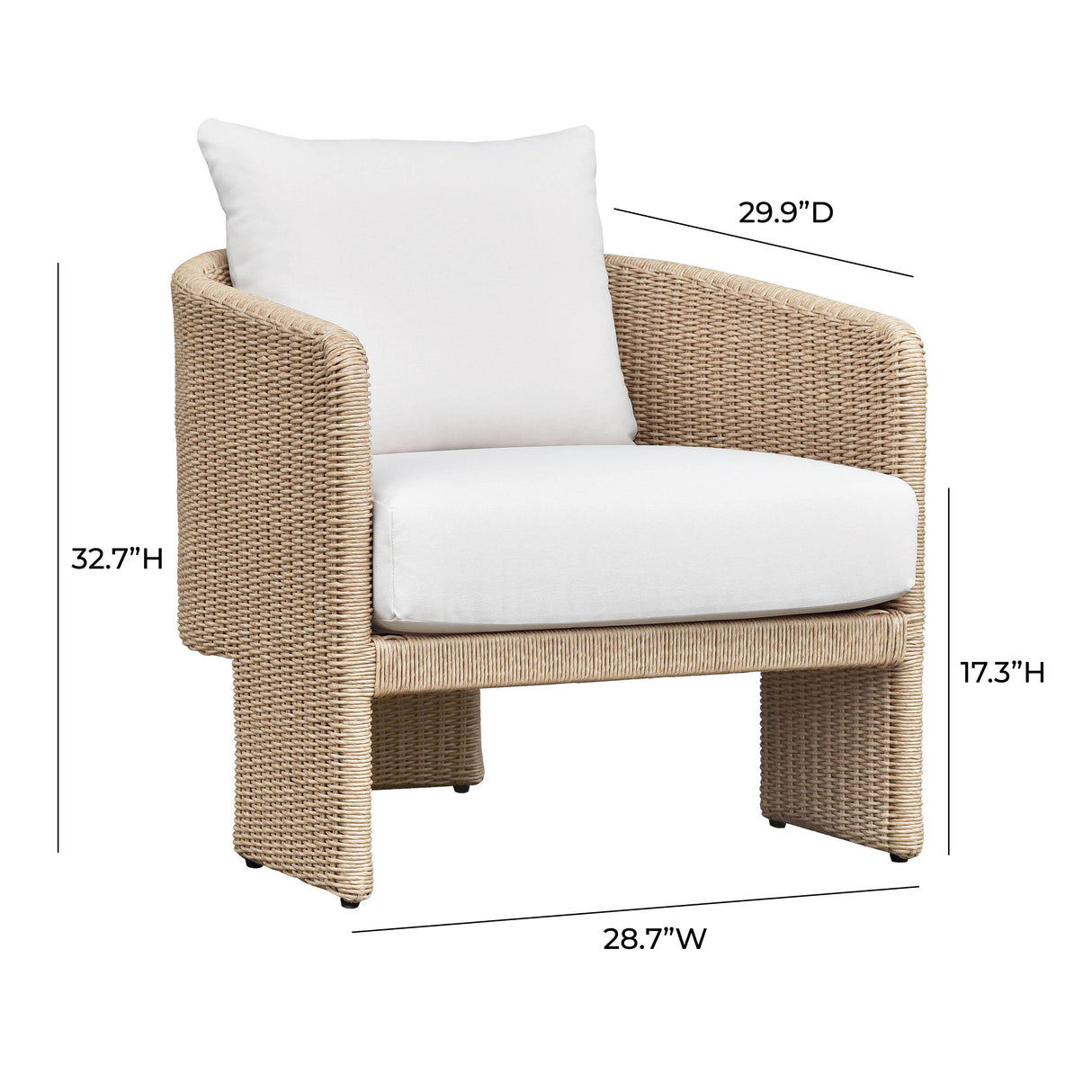Alexa Rattan Performance Fabric Outdoor Armchair by TOV Furniture at Eve Furniture