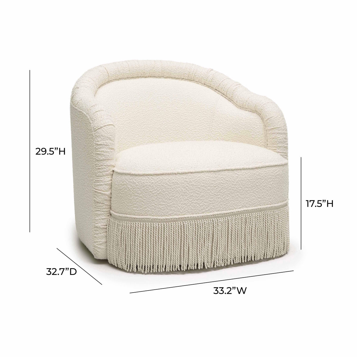 Pamela Cream Boucle Tassel Lounge Chair by TOV Furniture at Eve Furniture