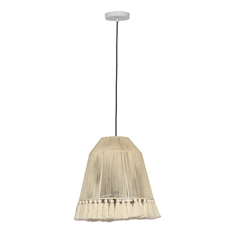 Helen White Cotton Tasseled Pendant Lamp by TOV Furniture at Eve Furniture