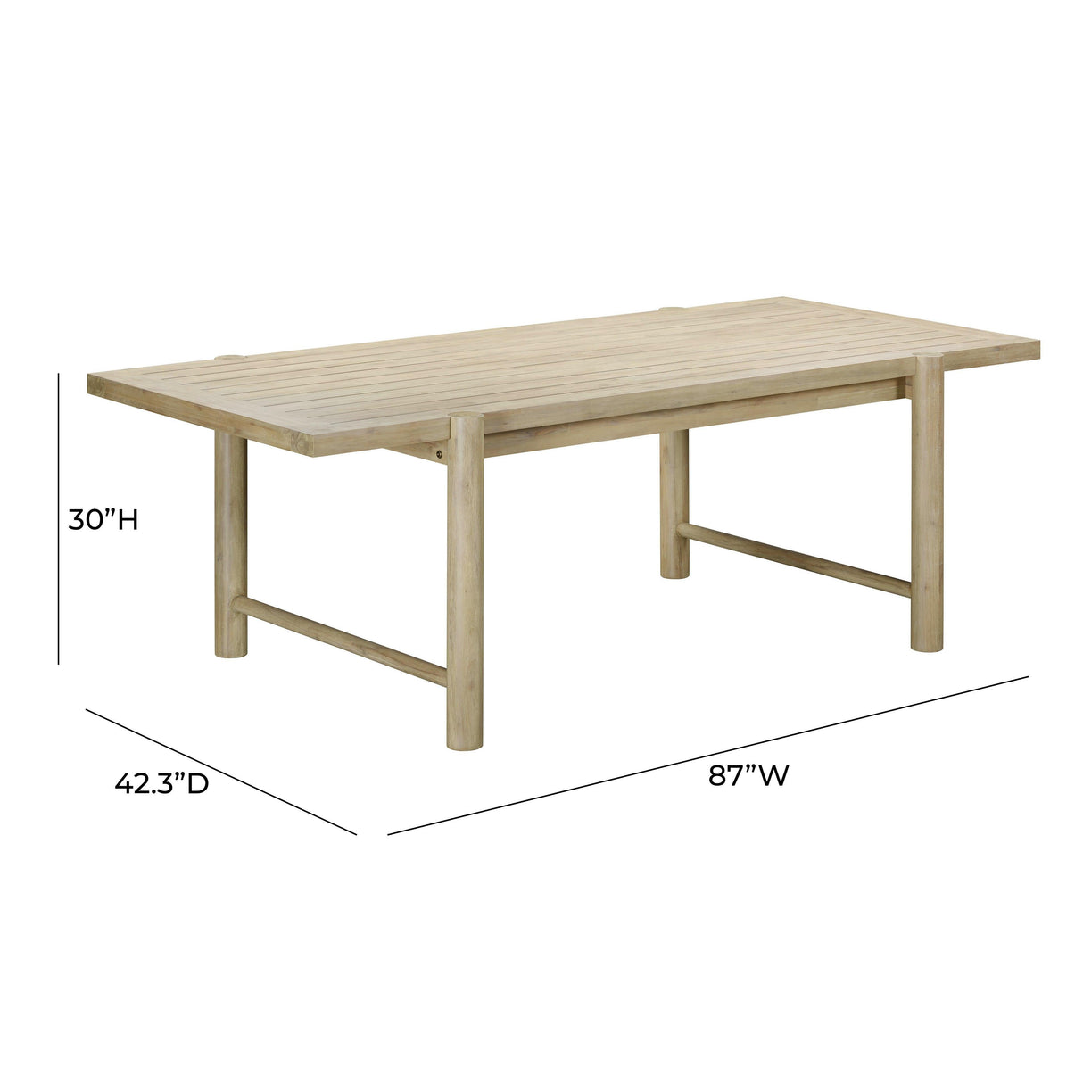 Gata Light Teak Outdoor 87" Rectangular Dining Table by TOV Furniture at Eve Furniture