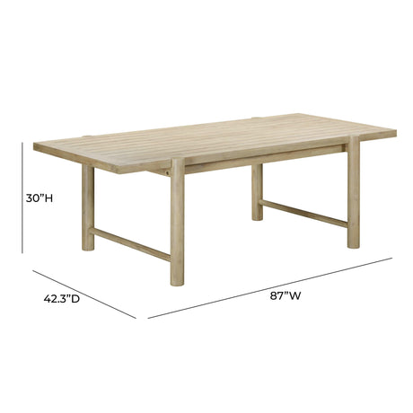 Gata Light Teak Outdoor 87" Rectangular Dining Table by TOV Furniture at Eve Furniture