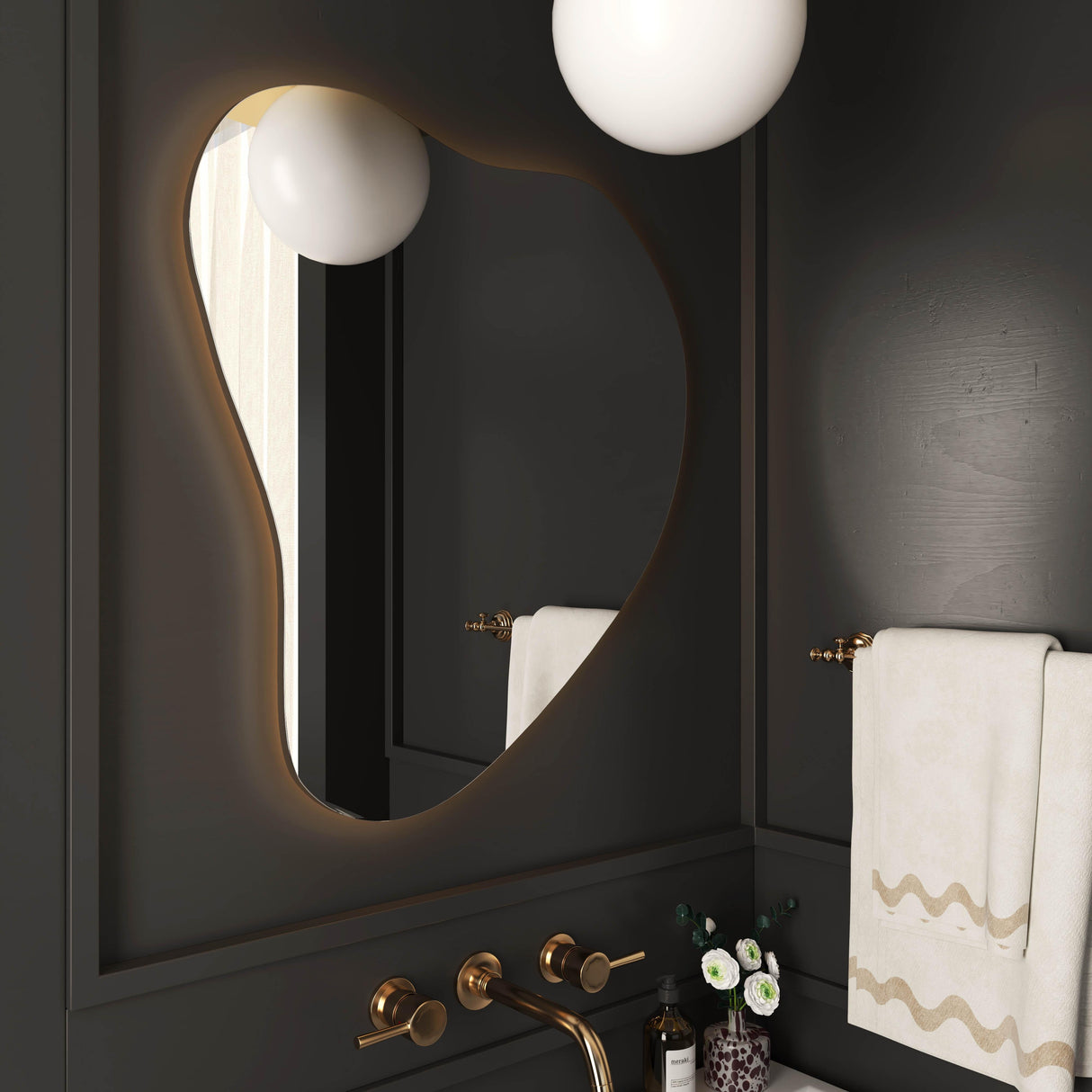 Phoebe LED Teardrop Wall Mirror by TOV Furniture at Eve Furniture