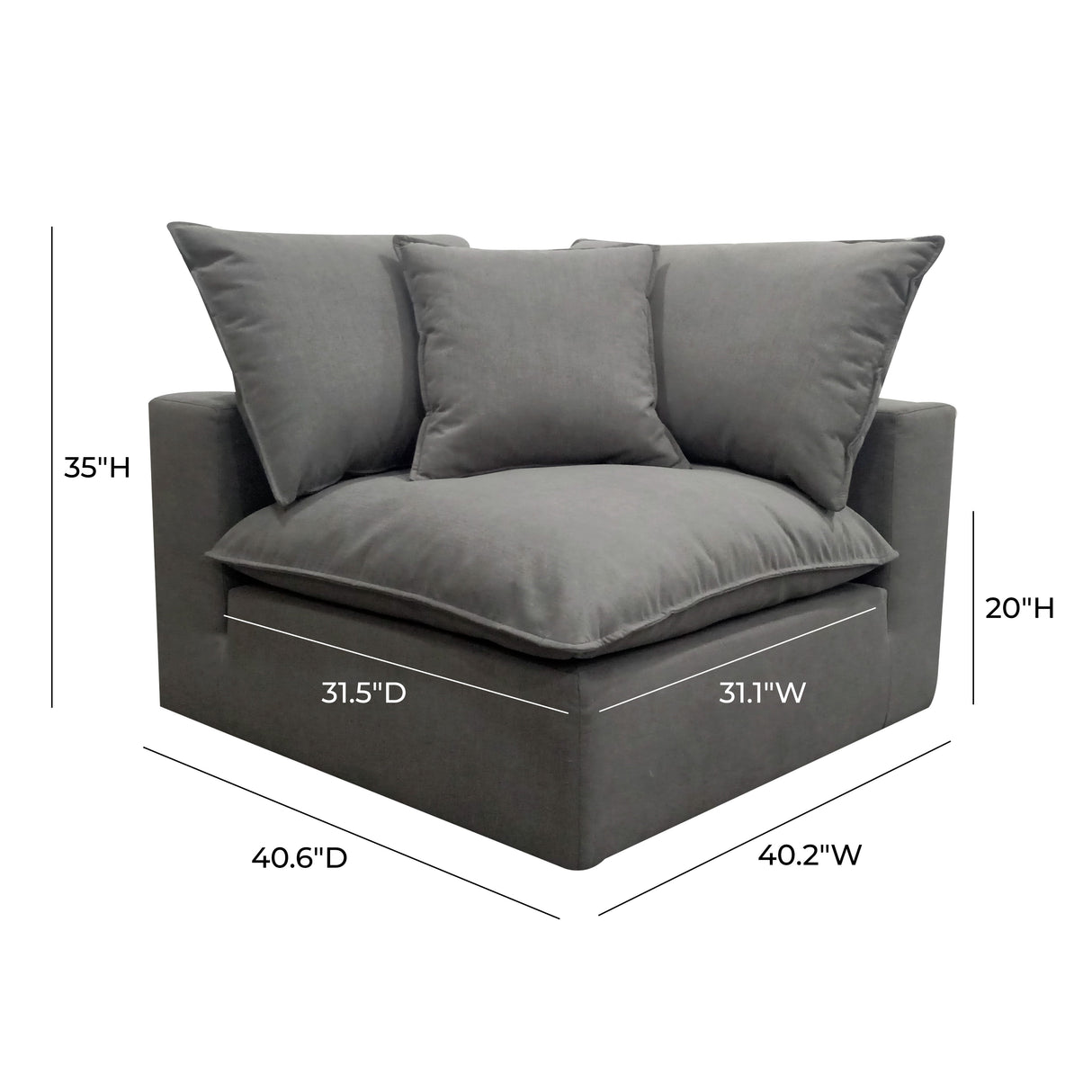 Cali Performance Fabric Modular Corner Chair by TOV Furniture at Eve Furniture