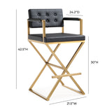 Director Performance Vegan Leather Stool with Gold Base by TOV Furniture at Eve Furniture
