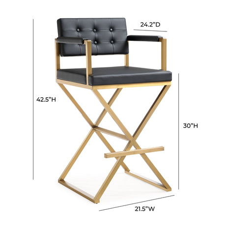 Director Performance Vegan Leather Stool with Gold Base by TOV Furniture at Eve Furniture