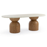 Cynthia Travertine Concrete Indoor / Outdoor 87" Oval Dining Table by TOV Furniture at Eve Furniture