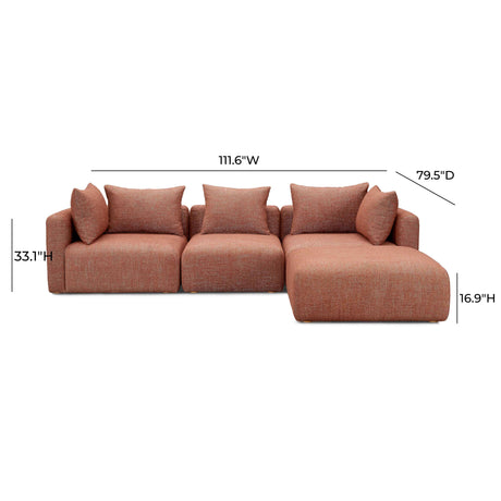 Hangover Heavy Textured Fabric 4-Piece Modular Sectional by TOV Furniture at Eve Furniture