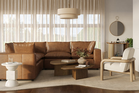 Cali Brown Leather Modular 5-Piece L-Sectional by TOV Furniture at Eve Furniture