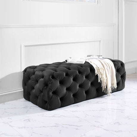 Kaylee Velvet Ottoman by TOV Furniture at Eve Furniture