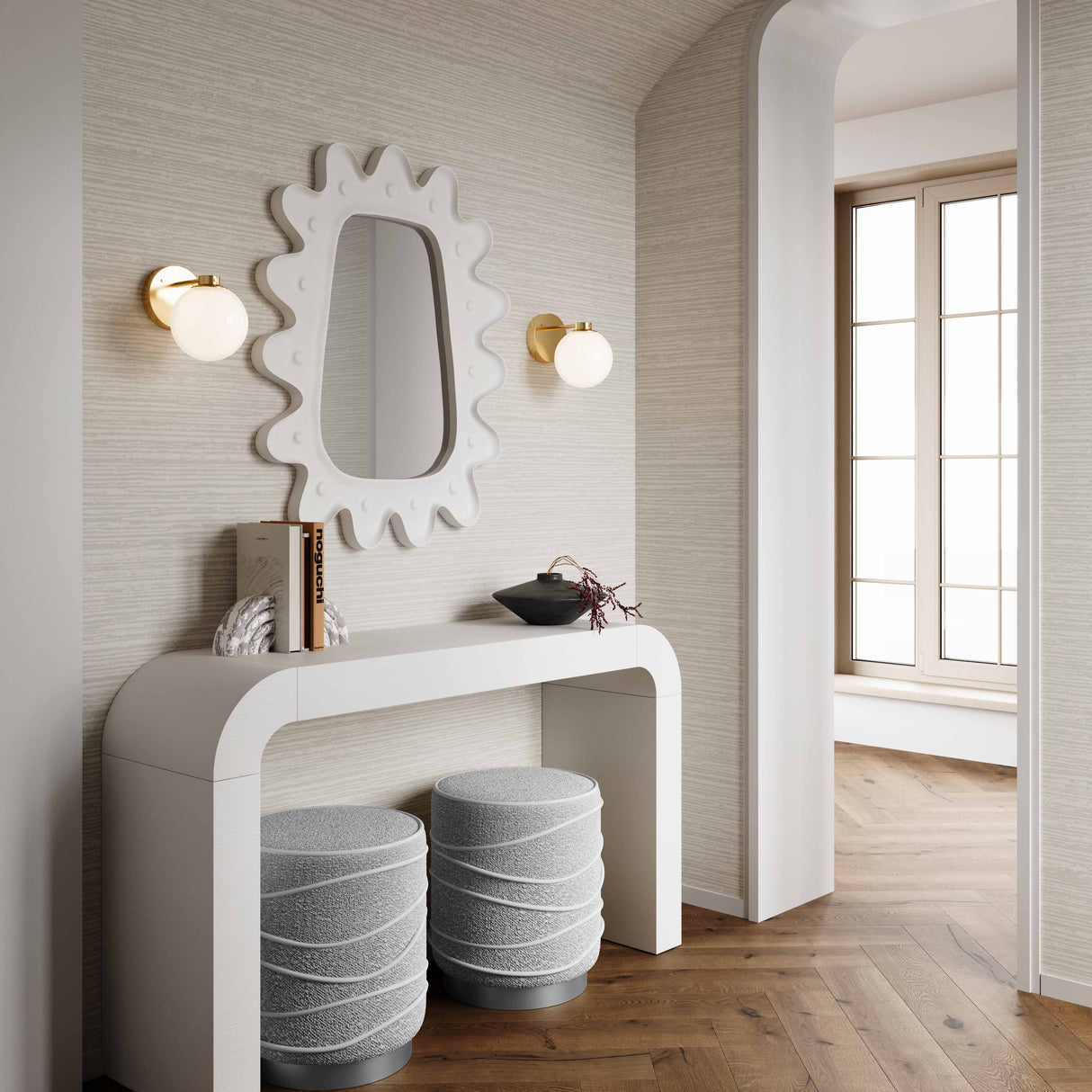 Nero Cream Boucle Ottoman by TOV Furniture at Eve Furniture