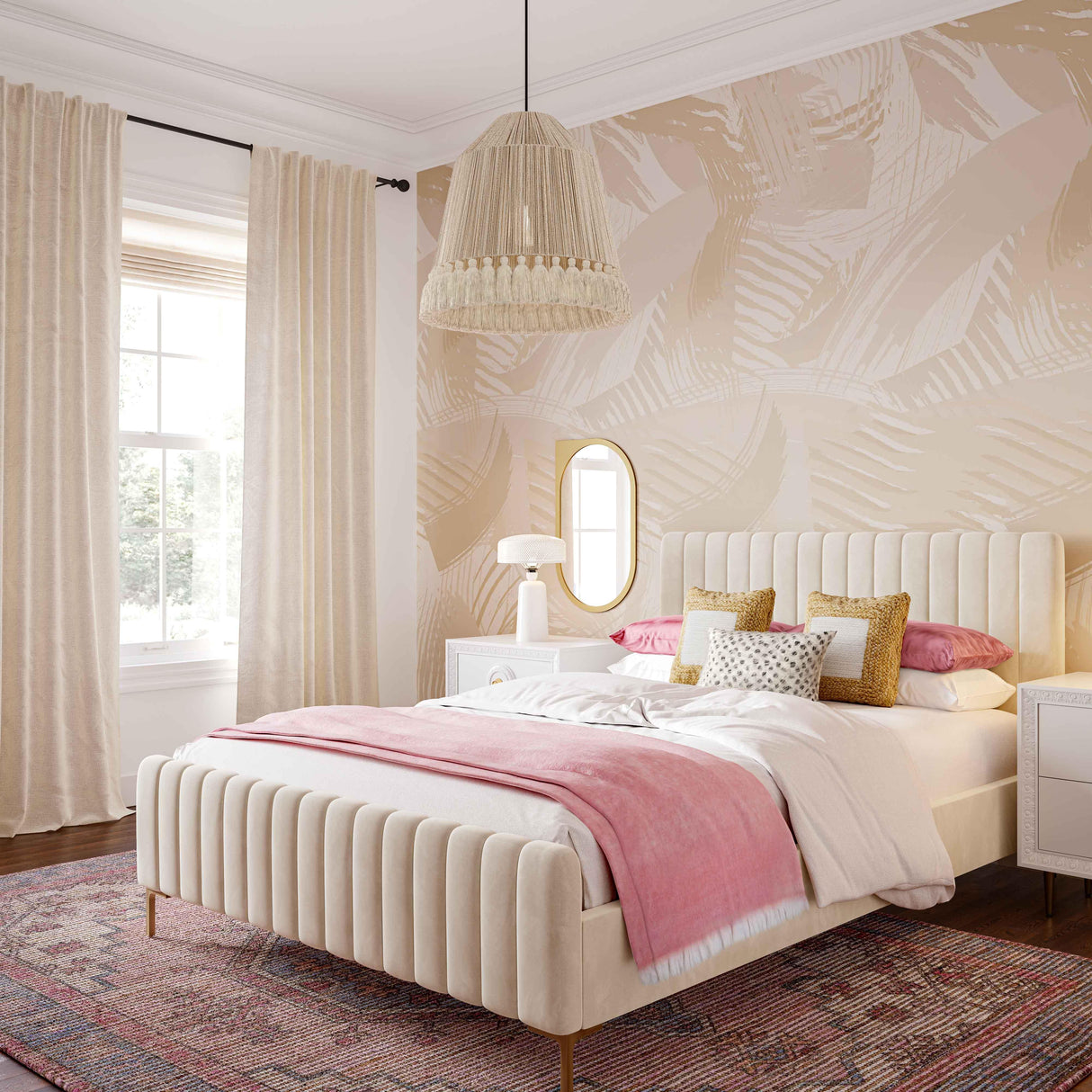 Helen White Cotton Tasseled Pendant Lamp by TOV Furniture at Eve Furniture