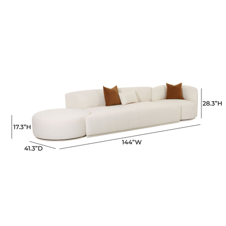 Fickle Cream Boucle 3-Piece Chaise Modular Sofa by TOV Furniture at Eve Furniture