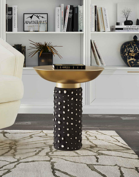 Blaze Glass and Brass Side Table by TOV Furniture at Eve Furniture