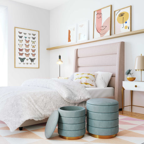 Saturn Velvet Storage Ottomans - Set of 2 by TOV Furniture at Eve Furniture