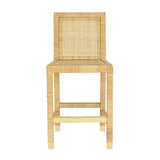 Amara Rattan & Cream Linen Stool by TOV Furniture at Eve Furniture