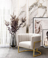 Magnolia Spotted Cream Chair with Gold Base by TOV Furniture at Eve Furniture