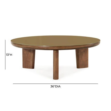 Oani Walnut and Glass Round Coffee Table by TOV Furniture at Eve Furniture