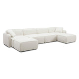 Travie Sand Upcycled Linen 6-Piece Modular U-Sectional by TOV Furniture at Eve Furniture