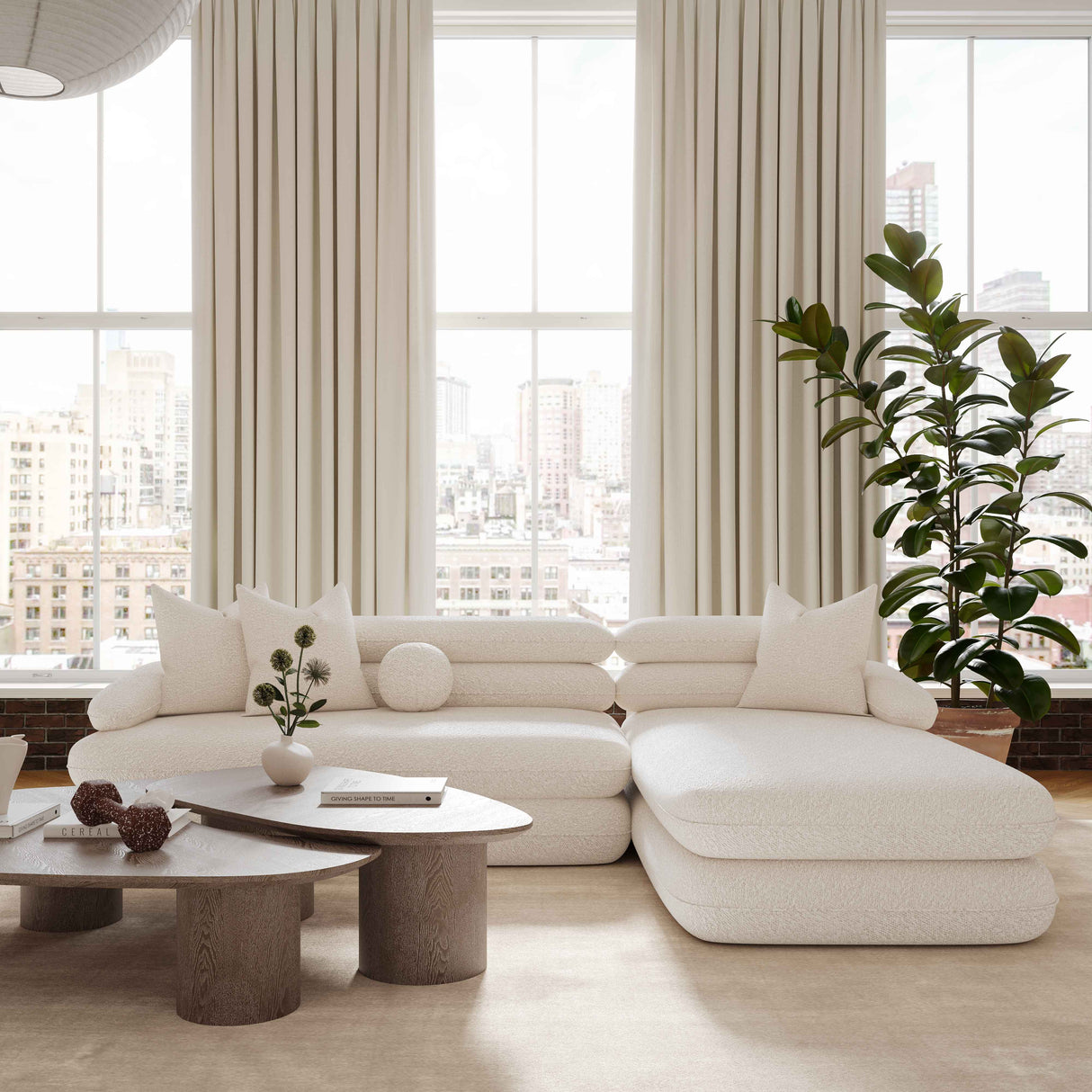 Lulu Cream Boucle Modular Sectional by TOV Furniture at Eve Furniture