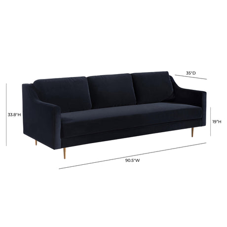 Milan Black Velvet Sofa by TOV Furniture at Eve Furniture