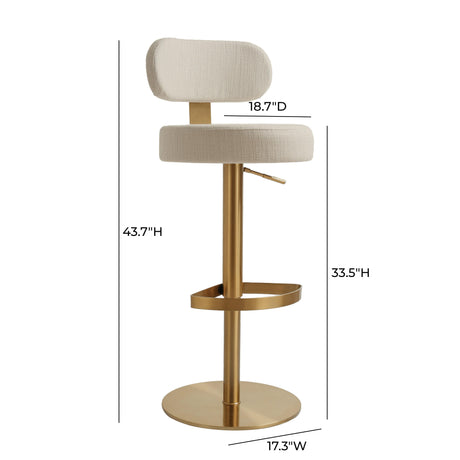 Primrose Cream Textured Performance Fabric Adjustable Stool by TOV Furniture at Eve Furniture