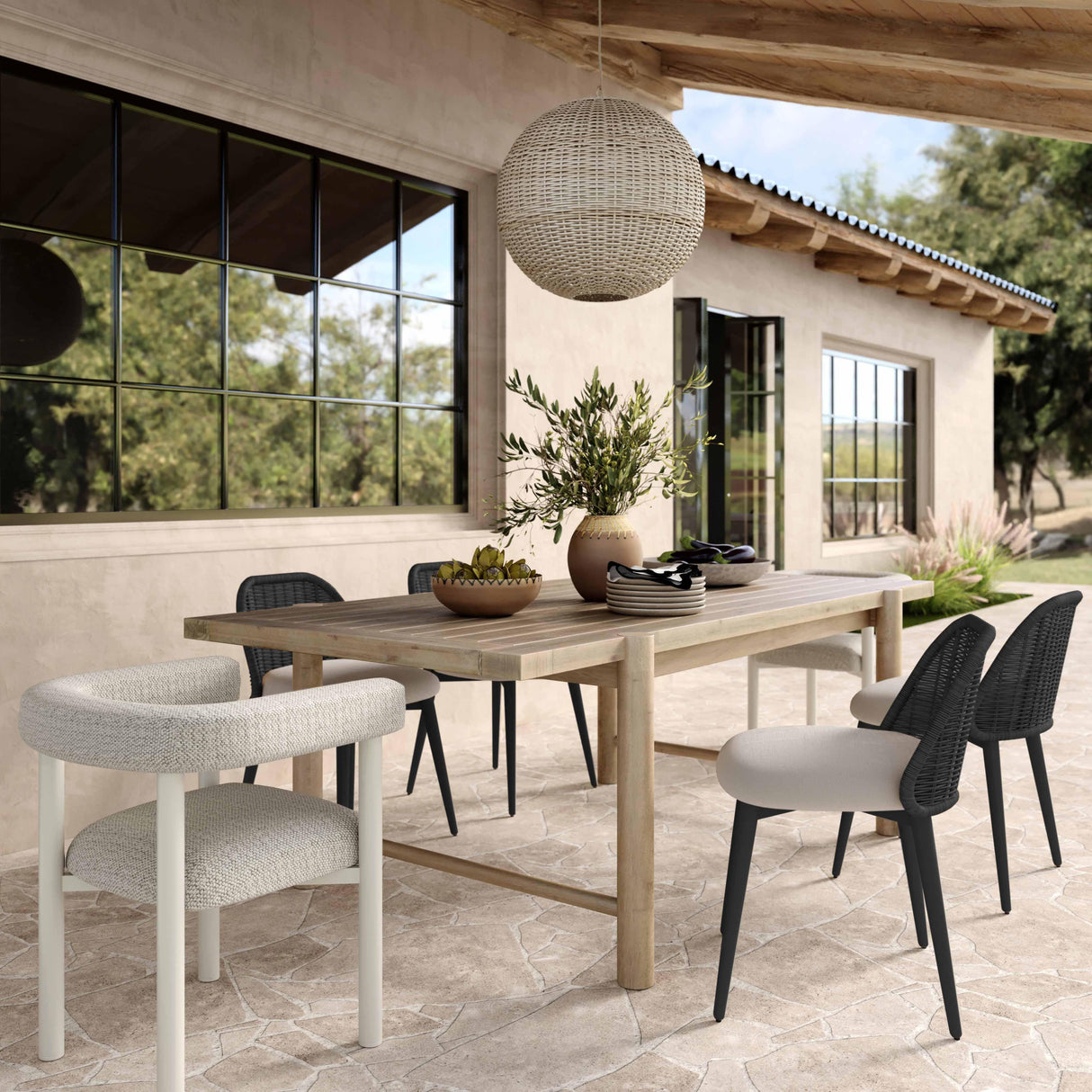 Alexa Rattan Performance Fabric Dining Chair by TOV Furniture at Eve Furniture